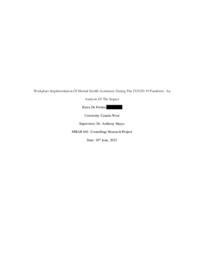 Workplace implementation of mental health assistance during the COVID-19 pandemic: An analysis of the impact